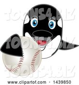 Vector Illustration of a Cartoon Killer Whale Orca Mascot Grabbing a Baseball by Toons4Biz