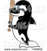 Vector Illustration of a Cartoon Killer Whale Orca Mascot Holding a Baseball Bat by Toons4Biz