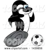 Vector Illustration of a Cartoon Killer Whale Orca Mascot Playing Soccer by Mascot Junction