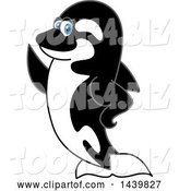 Vector Illustration of a Cartoon Killer Whale Orca Mascot Presenting or Waving by Toons4Biz