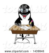 Vector Illustration of a Cartoon Killer Whale Orca Mascot Student Taking a Quiz by Toons4Biz