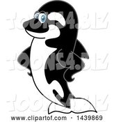 Vector Illustration of a Cartoon Killer Whale Orca Mascot with Fins on His Hips by Mascot Junction