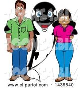 Vector Illustration of a Cartoon Killer Whale Orca Mascot with Happy Parents or Teachers by Mascot Junction