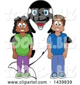 Vector Illustration of a Cartoon Killer Whale Orca Mascot with Happy Students by Mascot Junction
