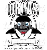Vector Illustration of a Cartoon Killer Whale Orca Mascot with Text and a Banner by Mascot Junction