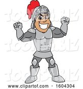 Vector Illustration of a Cartoon Knight Mascot Flexing His Muscles by Mascot Junction
