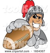 Vector Illustration of a Cartoon Knight Mascot Grabbing a Football by Mascot Junction