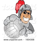Vector Illustration of a Cartoon Knight Mascot Grabbing a Volleyball by Mascot Junction