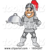 Vector Illustration of a Cartoon Knight Mascot Holding a Platter by Mascot Junction