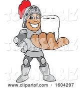 Vector Illustration of a Cartoon Knight Mascot Holding a Tooth by Mascot Junction
