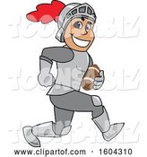 Vector Illustration of a Cartoon Knight Mascot Playing Football by Mascot Junction