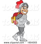 Vector Illustration of a Cartoon Knight Mascot Wearing a Backpack by Mascot Junction