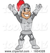Vector Illustration of a Cartoon Knight Mascot Welcoming or Cheering by Mascot Junction