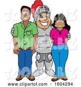 Vector Illustration of a Cartoon Knight Mascot with Parents by Mascot Junction