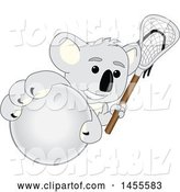 Vector Illustration of a Cartoon Koala Bear Mascot Holding a Lacrosse Stick and Grabbing a Ball by Toons4Biz