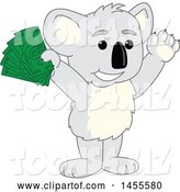 Vector Illustration of a Cartoon Koala Bear Mascot Holding up Cash Money by Mascot Junction