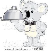 Vector Illustration of a Cartoon Koala Bear Mascot Waiter Holding a Cloche Platter by Toons4Biz