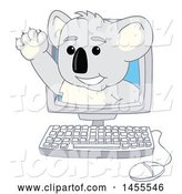Vector Illustration of a Cartoon Koala Bear Mascot Waving and Emerging from a Computer by Toons4Biz