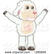 Vector Illustration of a Cartoon Lamb Mascot Cheering by Mascot Junction