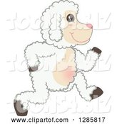 Vector Illustration of a Cartoon Lamb Mascot Running to the Right by Mascot Junction