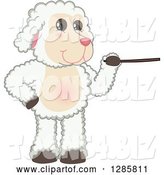 Vector Illustration of a Cartoon Lamb Mascot Using a Pointer Stick by Mascot Junction