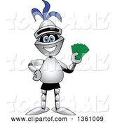 Vector Illustration of a Cartoon Lancer Mascot Holding Cash Money by Mascot Junction