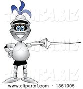 Vector Illustration of a Cartoon Lancer Mascot Pointing with a Lance by Mascot Junction