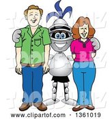 Vector Illustration of a Cartoon Lancer Mascot Posing with Parents by Mascot Junction