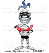 Vector Illustration of a Cartoon Lancer Mascot Student Reading a Book by Mascot Junction