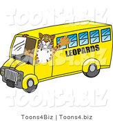 Vector Illustration of a Cartoon Leopard Mascot Driving a Bus by Mascot Junction