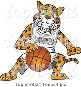Vector Illustration of a Cartoon Leopard Mascot Playing Basketball by Mascot Junction