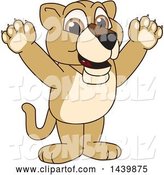 Vector Illustration of a Cartoon Lion Cub School Mascot Cheering by Mascot Junction