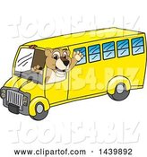 Vector Illustration of a Cartoon Lion Cub School Mascot Driving a School Bus by Mascot Junction