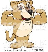 Vector Illustration of a Cartoon Lion Cub School Mascot Flexing by Toons4Biz