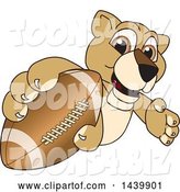Vector Illustration of a Cartoon Lion Cub School Mascot Grabbing a Football by Mascot Junction