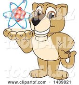 Vector Illustration of a Cartoon Lion Cub School Mascot Holding an Atom by Mascot Junction