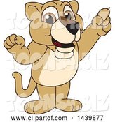 Vector Illustration of a Cartoon Lion Cub School Mascot Holding up a Finger by Mascot Junction