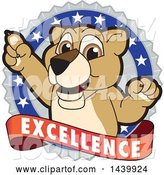 Vector Illustration of a Cartoon Lion Cub School Mascot on an Excellence Badge by Mascot Junction