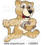 Vector Illustration of a Cartoon Lion Cub School Mascot Playing Football by Mascot Junction