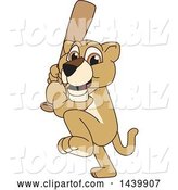 Vector Illustration of a Cartoon Lion Cub School Mascot Swinging a Baseball Bat by Mascot Junction