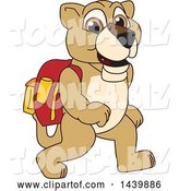 Vector Illustration of a Cartoon Lion Cub School Mascot Wearing a Backpack by Mascot Junction