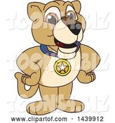 Vector Illustration of a Cartoon Lion Cub School Mascot Wearing a Sports Medal by Mascot Junction