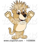 Vector Illustration of a Cartoon Lion Cub School Mascot with a Mohawk by Mascot Junction