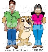 Vector Illustration of a Cartoon Lion Cub School Mascot with Happy Teachers or Parents by Mascot Junction