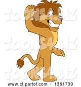 Vector Illustration of a Cartoon Lion Mascot Gesturing for You to Follow, Symbolizing Leadership by Mascot Junction