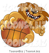 Vector Illustration of a Cartoon Lion Mascot Grabbing a Basketball by Mascot Junction
