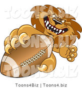 Vector Illustration of a Cartoon Lion Mascot Grabbing a Football by Toons4Biz