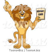 Vector Illustration of a Cartoon Lion Mascot Holding a Report Card by Mascot Junction