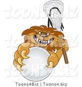 Vector Illustration of a Cartoon Lion Mascot Playing Lacrosse by Mascot Junction