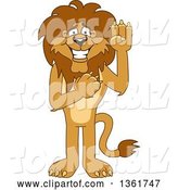 Vector Illustration of a Cartoon Lion Mascot Pledging, Symbolizing Integrity by Mascot Junction